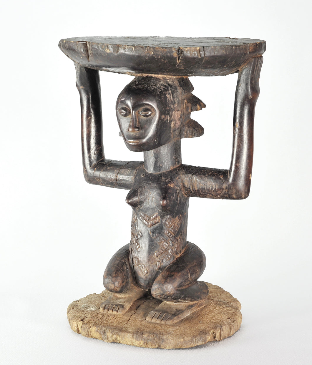 MC1330 Beautiful caryatid stool Luba Shankadi stool Congo DRC
