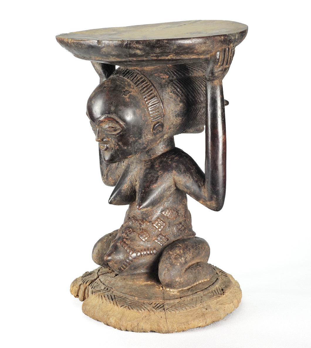 VENDU / SOLD ! MC1270  Exceptionnel Tabouret à caryatide LUBA cariatid stool Congo Rdc
