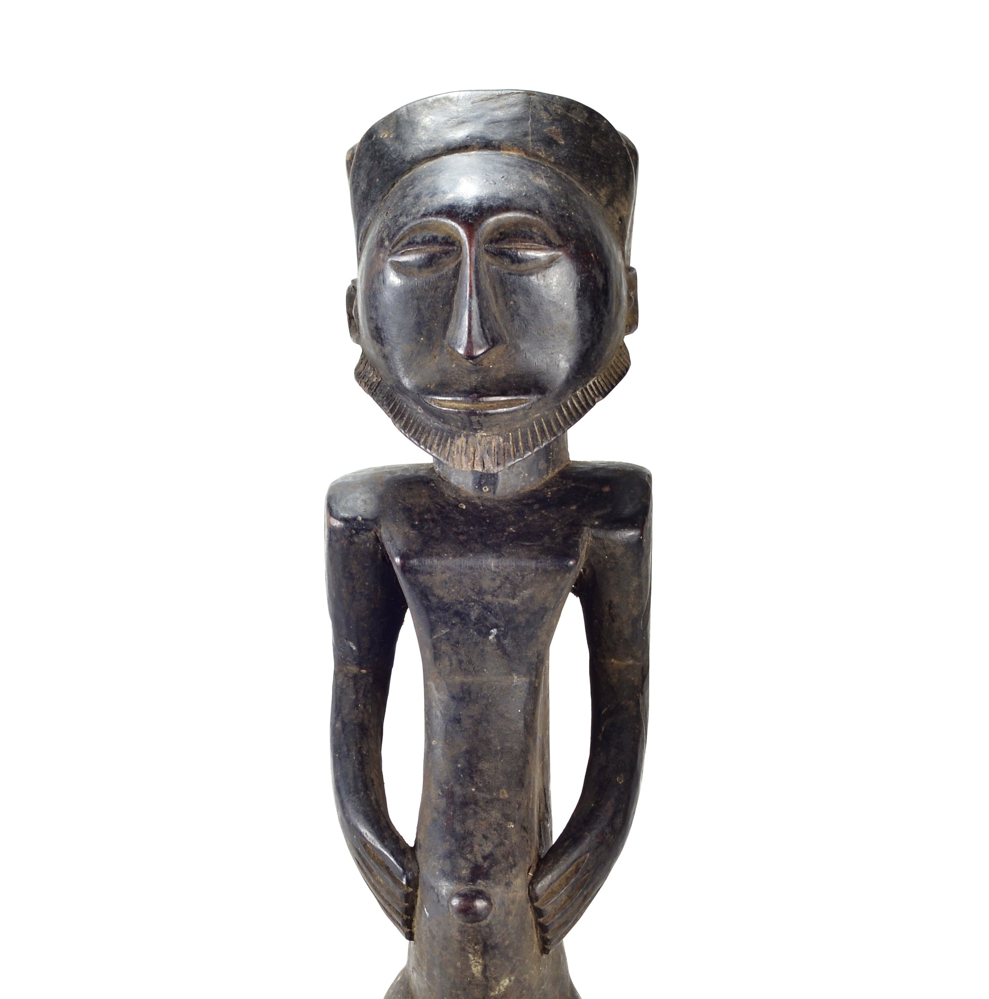 Statue Africaine CANG FANG En Bois Sculpté Main - Art Tribal, 29.6 Cm, Côte D'Ivoire, Occasion